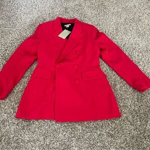 Women's Red Double-Breasted Blazer